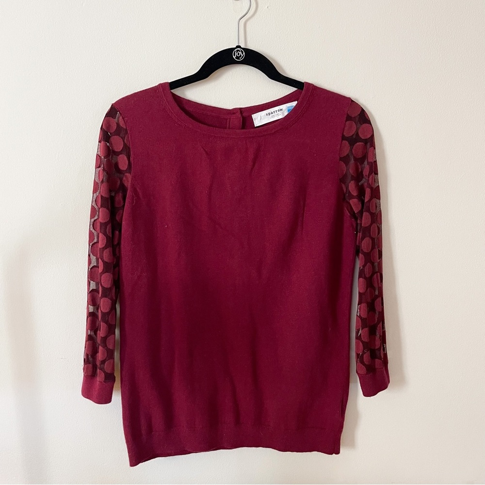 Anthropologie Sparrow with Polka Dot Mesh Sleeves • M